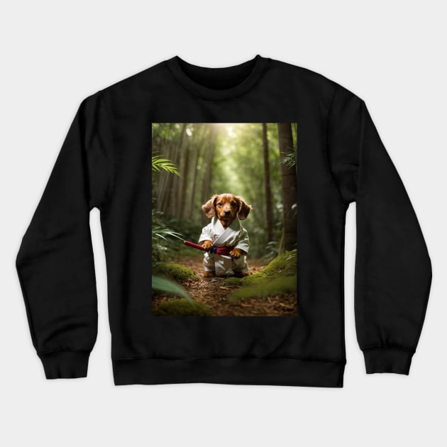 Cute Samurai Puppy in Forest Crewneck Sweatshirt by Ratherkool